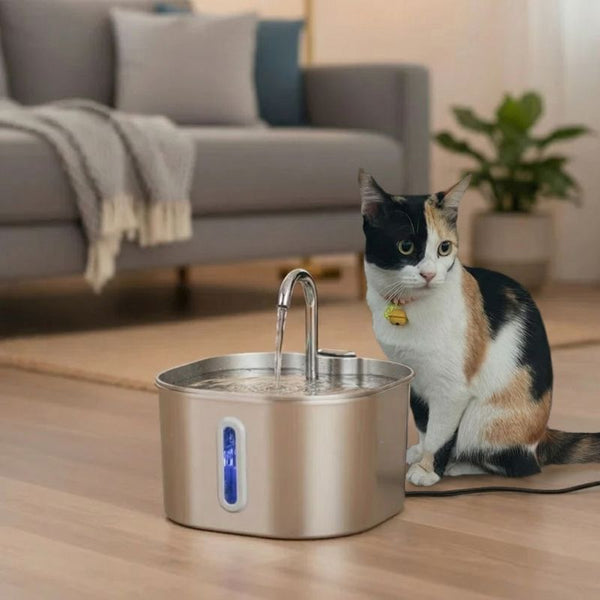 Fontaine à eau pour chat Inox 2,2L | AQUALINE