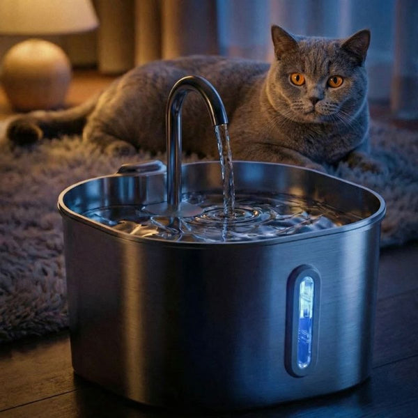 Fontaine à eau pour chat Inox 2,2L | AQUALINE