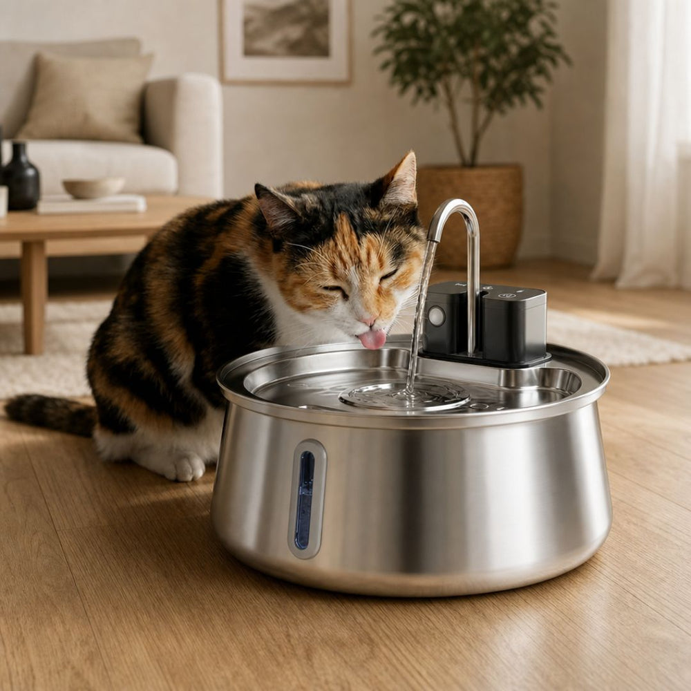 Fontaine à eau pour chat sans fil 4L Inox avec Capteur de Mouvement | ROCA