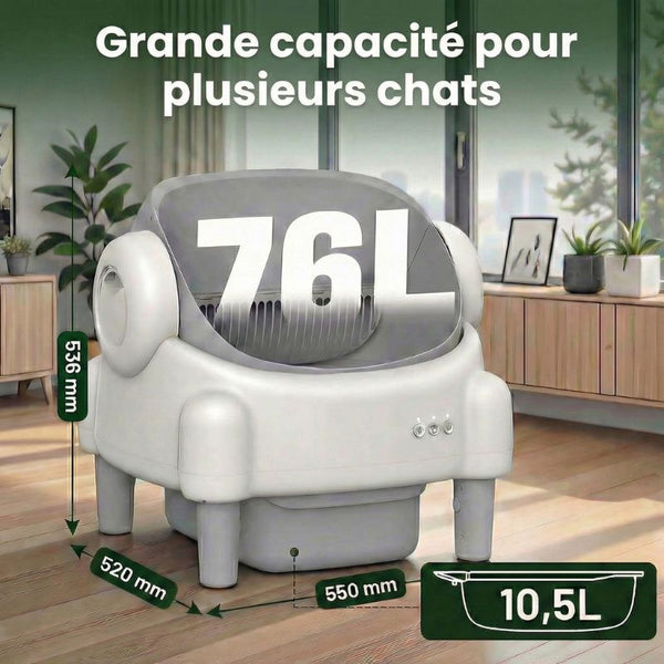 Litière autonettoyante connectée 76L | LUNA